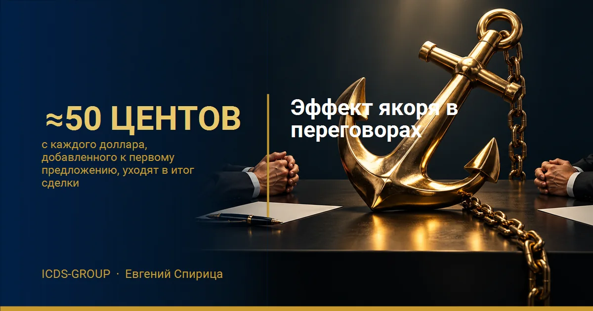 Эффект якоря в переговорах: золотой якорь на столе переговоров