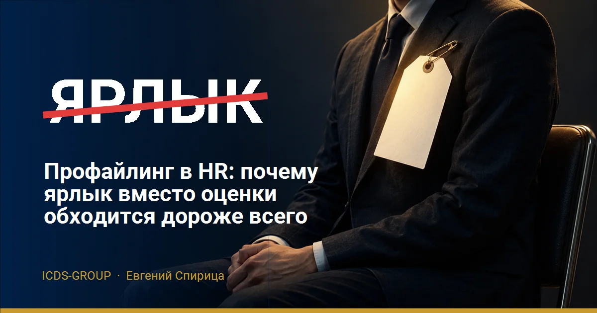 Профайлинг в HR: кандидат на собеседовании с бумажным ярлыком на груди